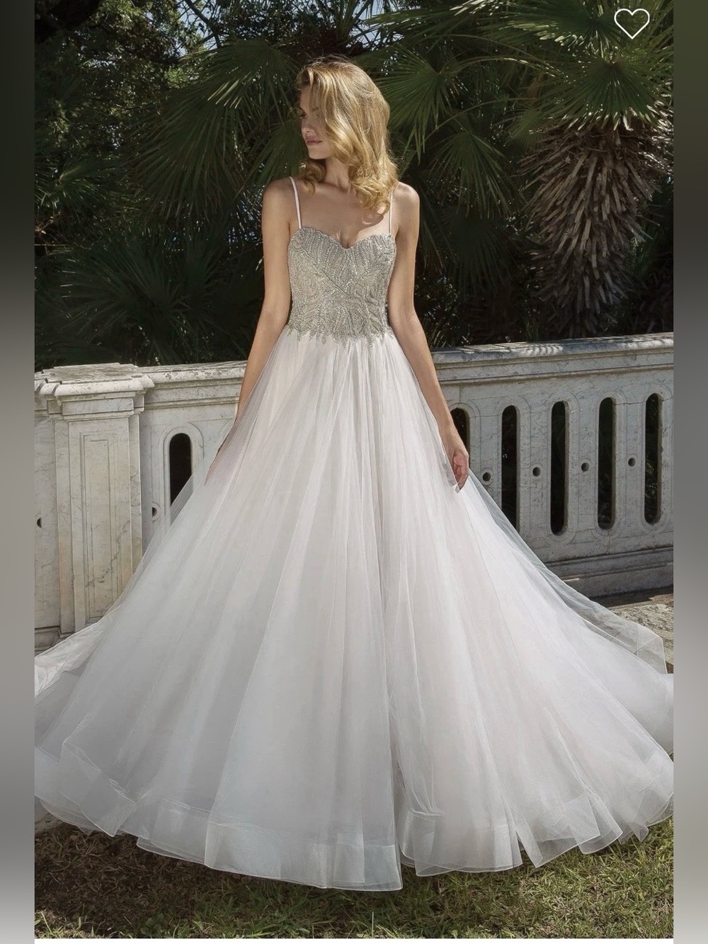 Justin Alexander Size 12 88062 Allover Silver GownCOLORSAlmond/Ivory
